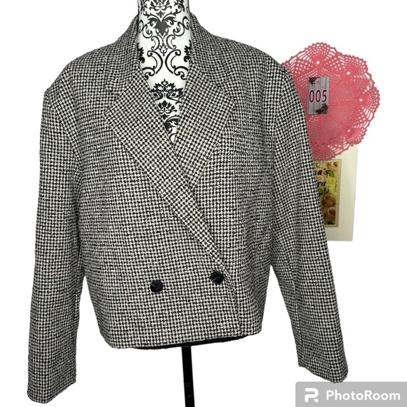 NWT Mango Nadine Houndstooth Cropped Blazer Size XXL - Picture 4 of 16
